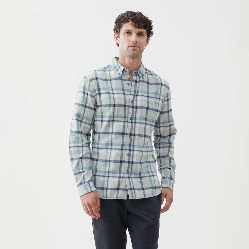 Brian Flannel Plaid Shirt - Heather Grey Plaid - Surfside Supply