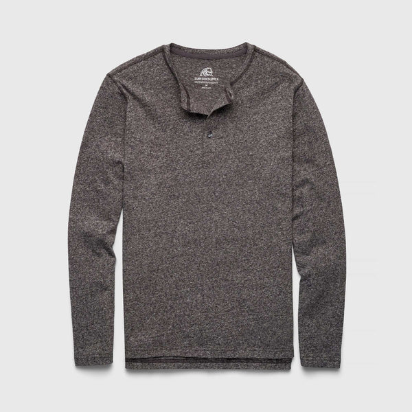 Sean Sueded Jersey Henley - Black Heather