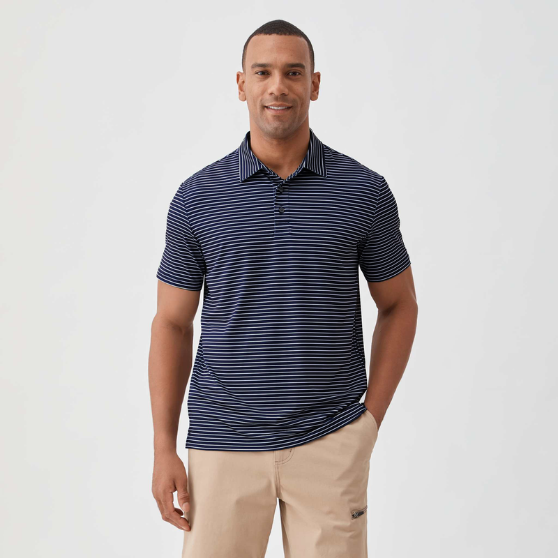 Gary Performance Polo - Navy Stripe