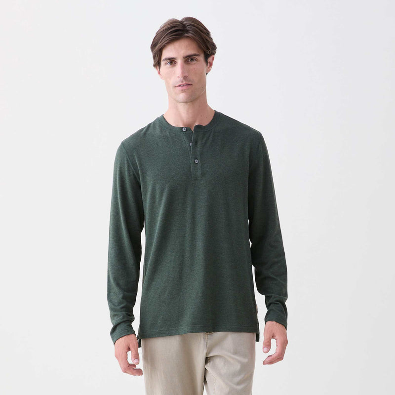 Sean Ultra Soft Classic Henley - Green Heather