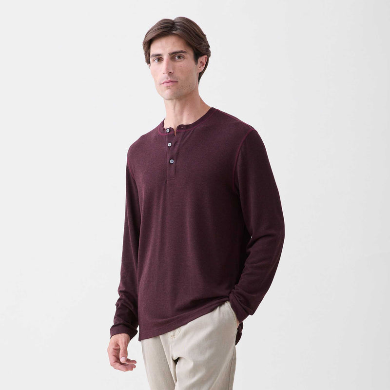 Sean Ultra Soft Classic Henley - Cabernet Heather