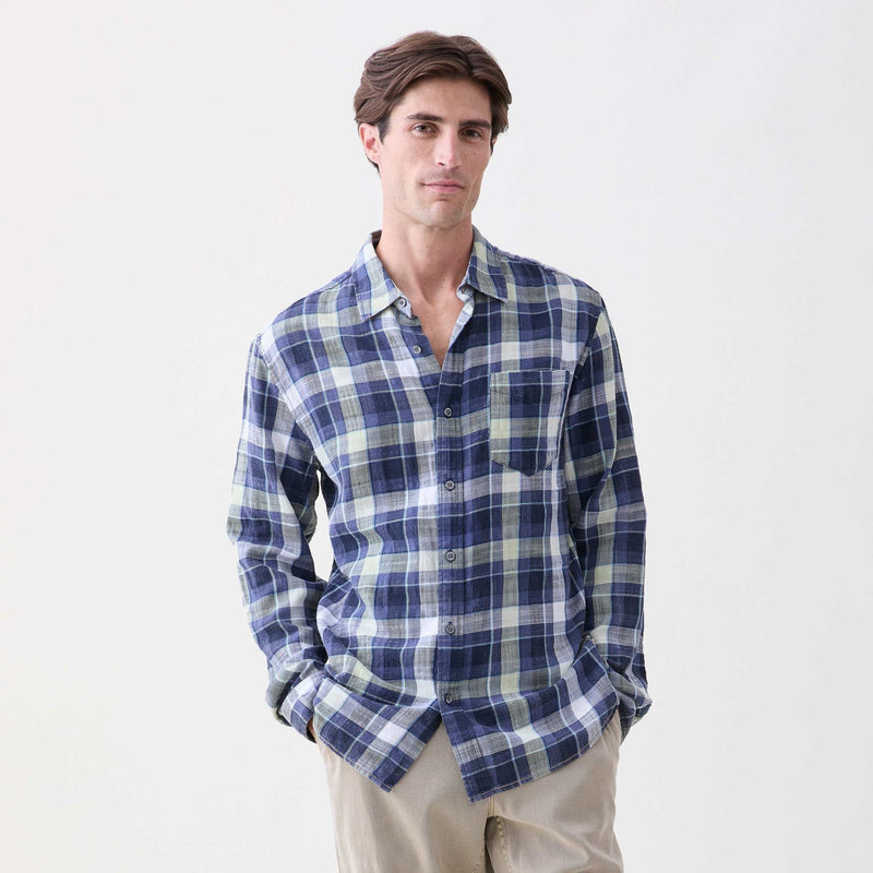 Brian Vintage Wash Plaid Shirt - Green Combo