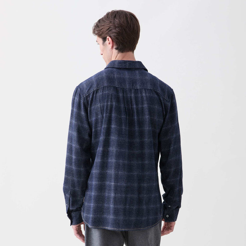 Brian Brushed Plaid Shirt - Navy Plaid