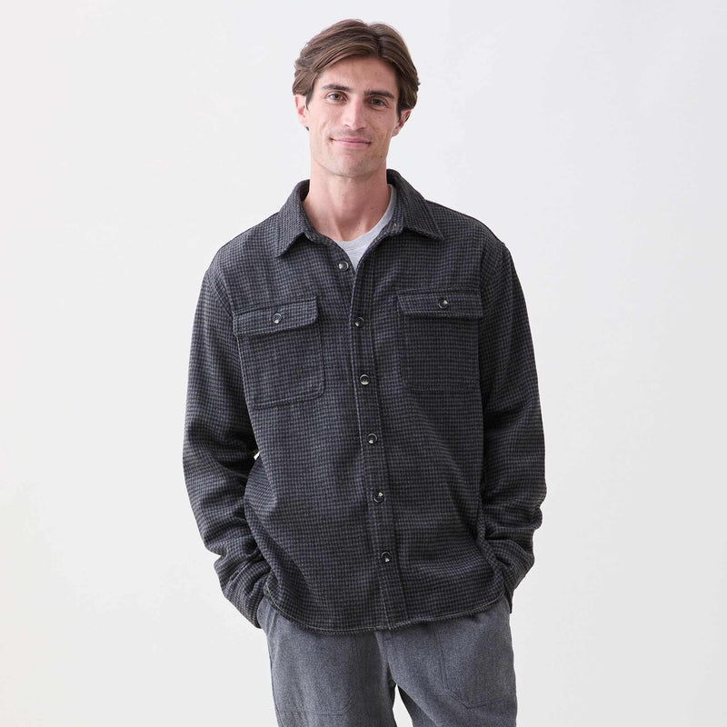 Alex Houndstooth Utility Shirt - Grey Combo