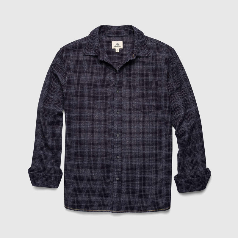 Brian Brushed Plaid Shirt - Navy Plaid