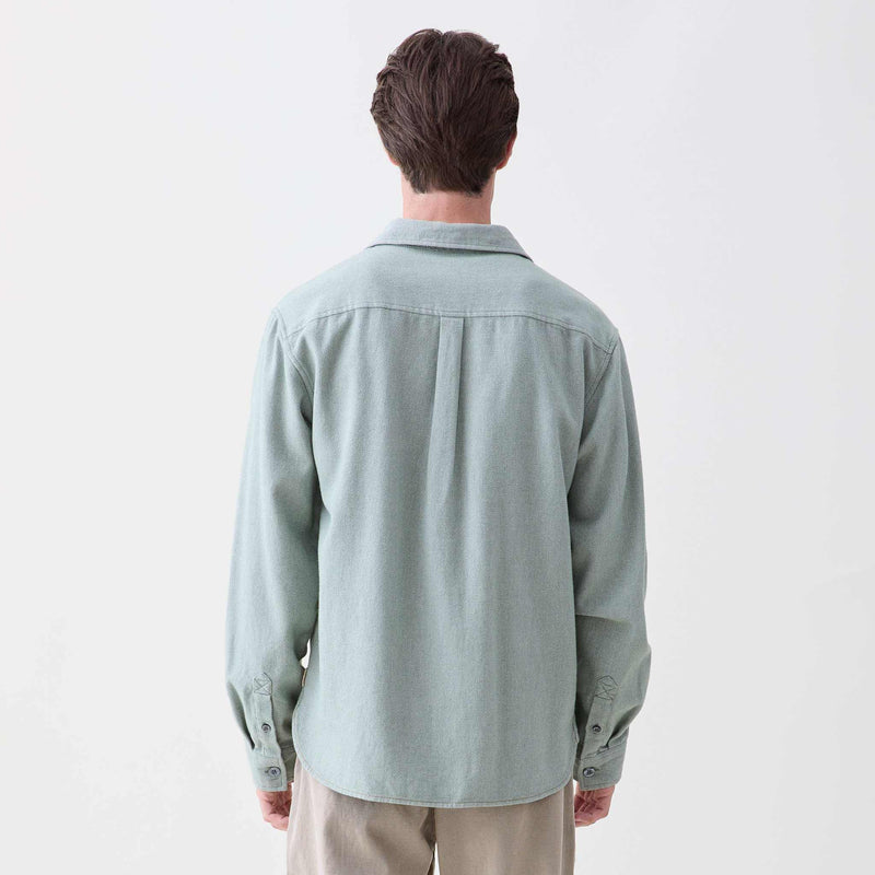 Dylan Brushed Twill Overshirt - Green Combo