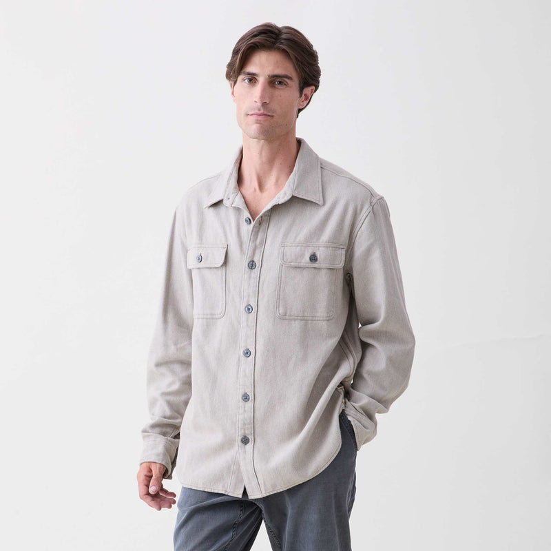 Dylan Brushed Twill Overshirt - Khaki