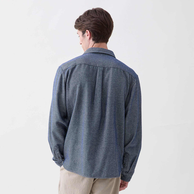 Dylan Brushed Twill Overshirt - Navy