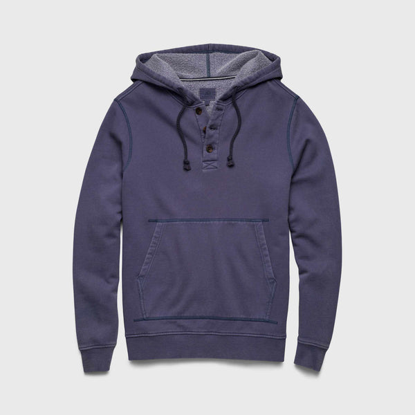 Johnny Vintage Wash Button Hoodie - Oceana Blue