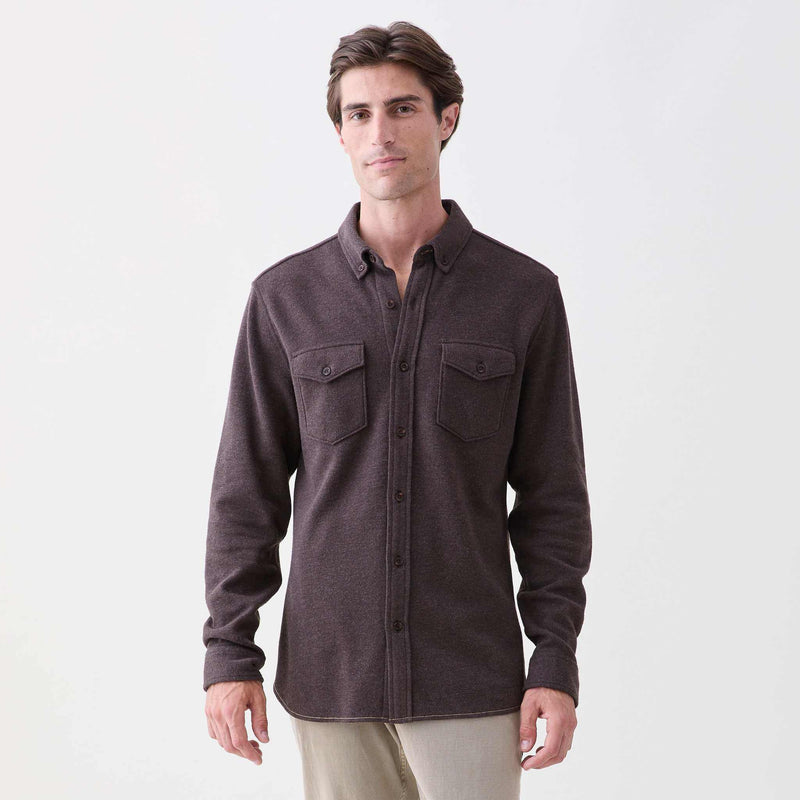 Rex Soft Knit Shirt - Dark Brown Heather