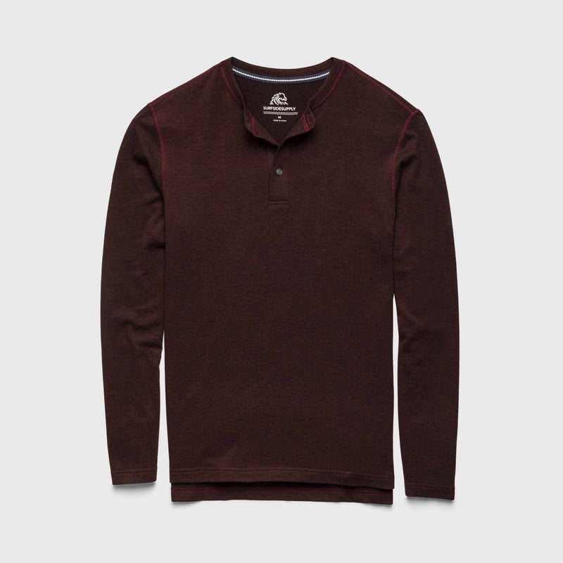 Sean Ultra Soft Classic Henley - Cabernet Heather