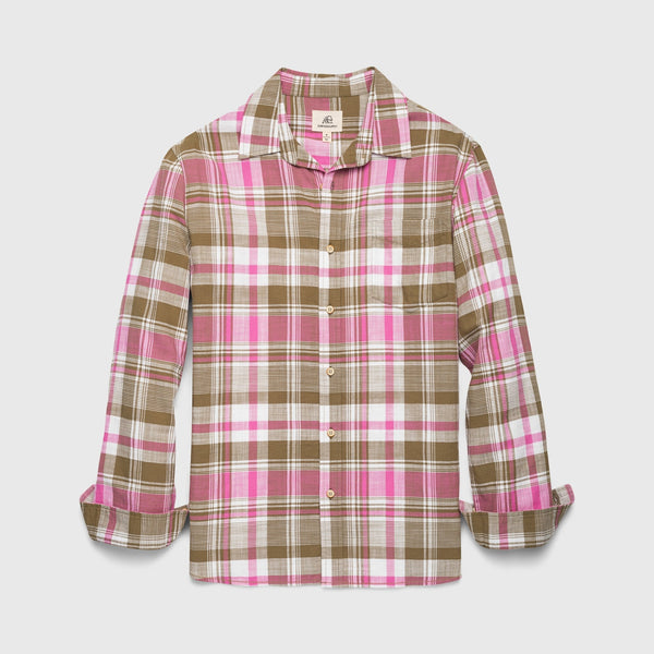 Molly Notch Collar Plaid Shirt - Pink Multi - Surfside Supply Co